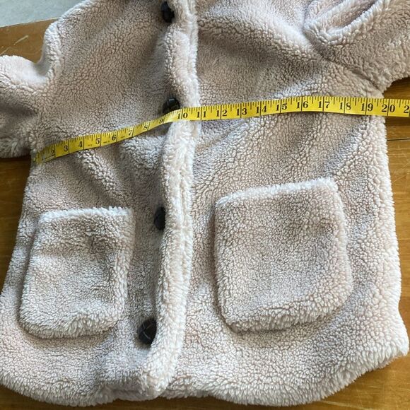 Philosophy light pink collared pockets faux fur teddy jacket Sz M wood buttons - Picture 6 of 10
